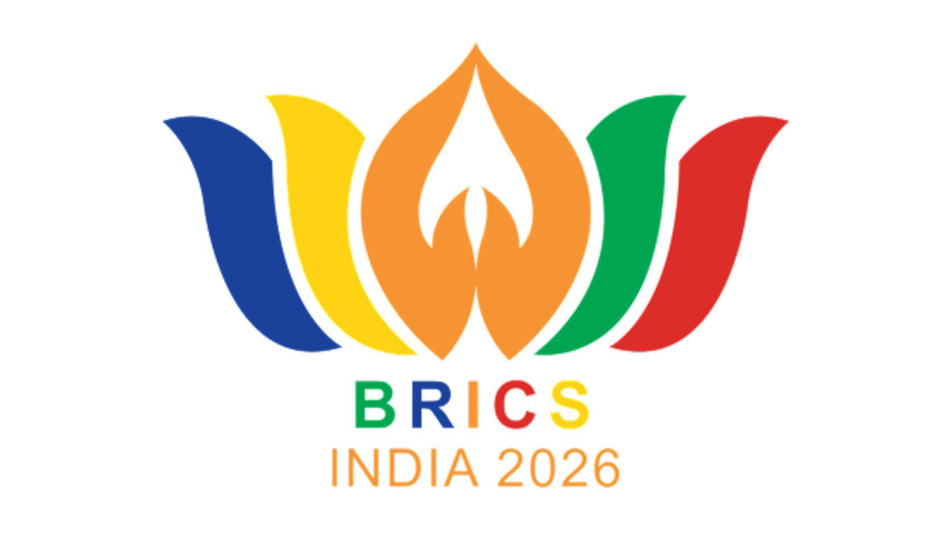 BRICS India 2026 logo with a multicolored lotus design
